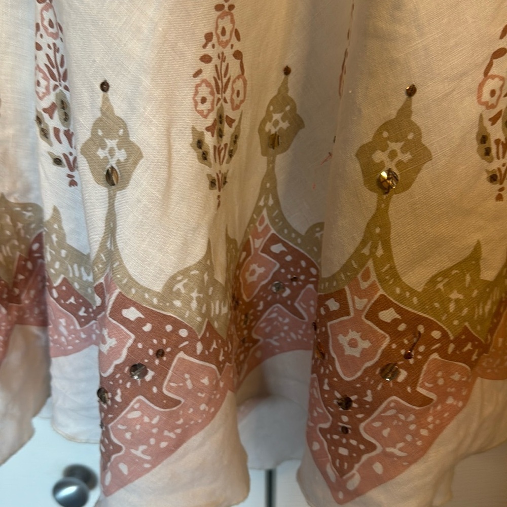 Karen Kane Cream and Brown Embroidered Maxi Skirt - Picture 2 of 8